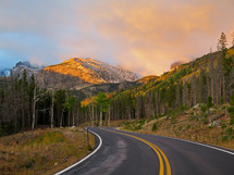 curvy mountain road at dawn 