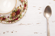 fine china plates and spoon 