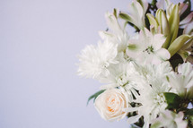 An arrangement of white flowers.