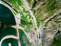 aerial view above a shoreline 