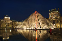 Louvre Pyramid in the evening