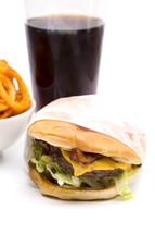 hamburger, soda, and fries 