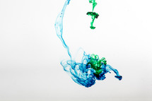 blue and green dye in water