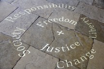 freedom, justice, change, liberty, society, responsibility 