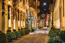 Christmas decorations at night in Milan