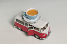 Vintage Food Truck Van Toy Miniature and Espresso Cup