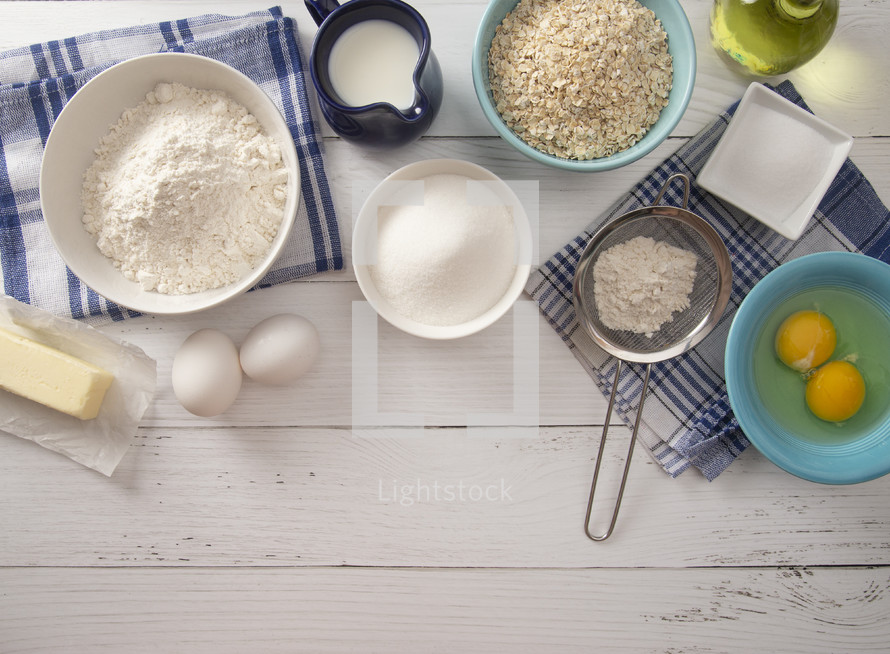 baking ingredients background 