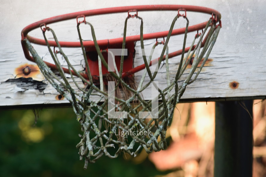 old worn basketball net 