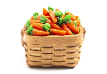 candy gummy carrots in a basket for Easter 