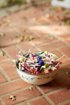 a bowl of Halloween candy 