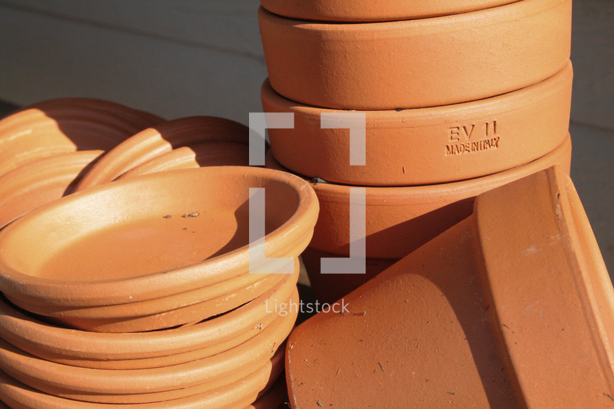 a stack of pots 