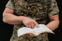 Marine reading a Bible 