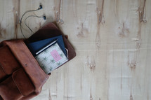 books and journals in a bag