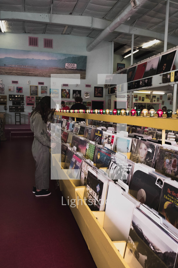 shopping at a record store 