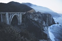 bridge and sea cliffs 