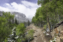 hiking trail up to Mills Lake and Loch Vale in Rocky Mountain National park