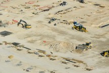 aerial view over a construction site 