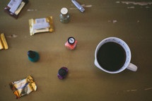 nail polish, chocolates, and coffee mug 
