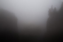 thick fog in a ravine 