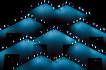 hanging lights, blue triangles, pattern 