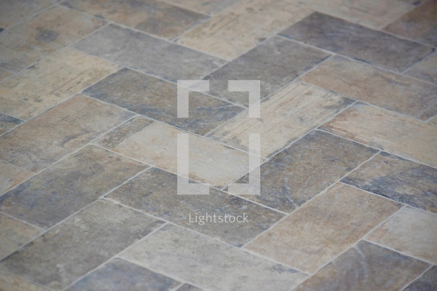 brick floor in Herringbone pattern 