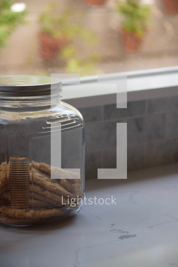 cookies in a glass screw top jar 