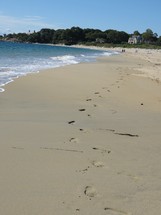 footprints on a beach 