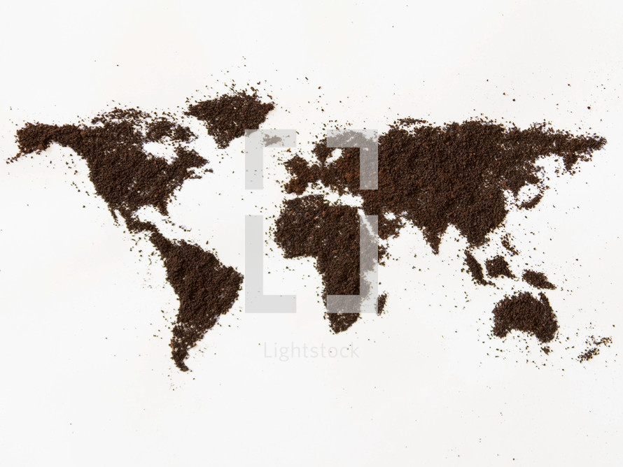 world map out of dirt 
