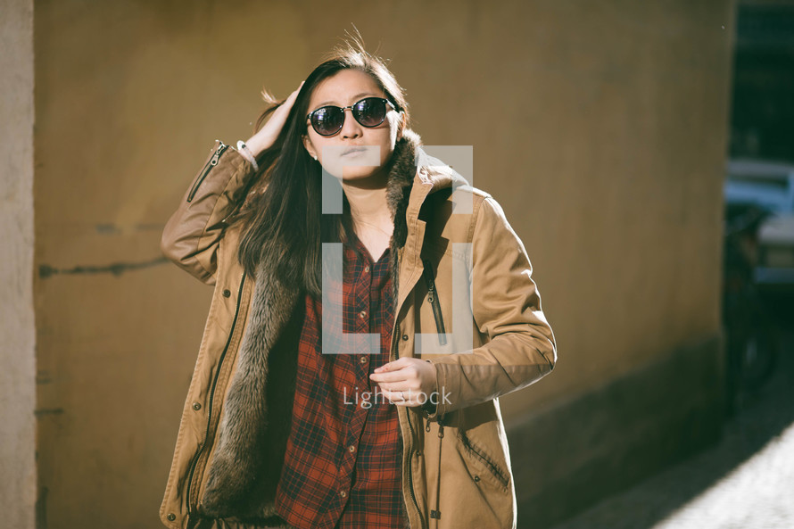 model posing in sunglasses 