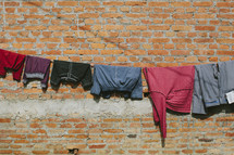 clothes drying on a clothes line 