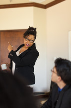 career woman conducting a meeting 