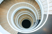 looking down a spiral staircase 