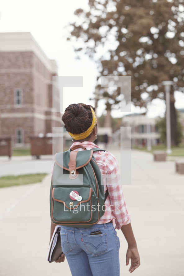 New student walking onto campus for the first time.
