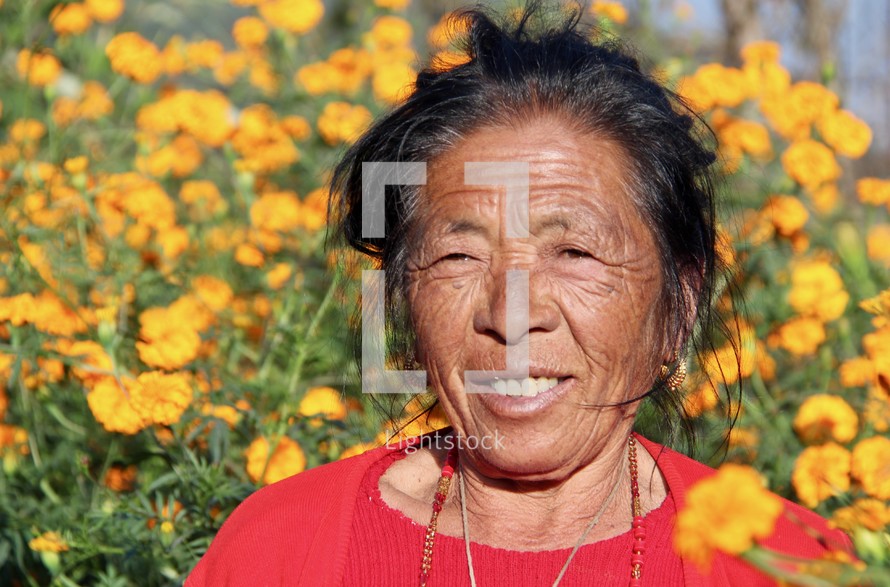 face of a smiling elderly woman 
