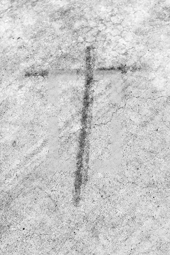 smudge cross on concrete 