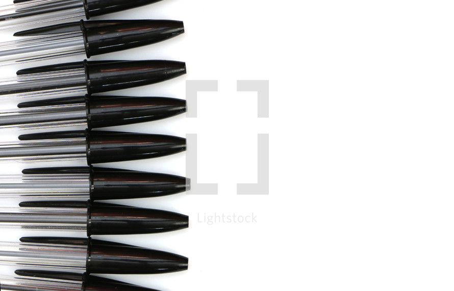 row of pen in black ink 