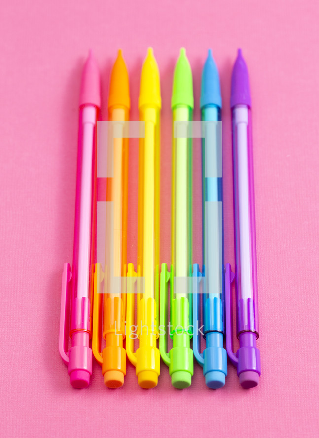 rainbow colored mechanical pencils 