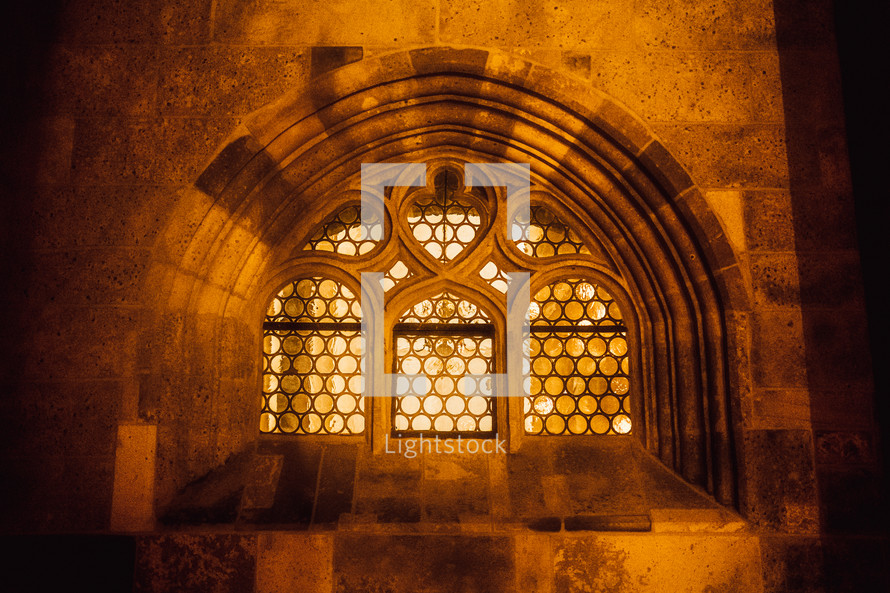 glowing light on church windows 