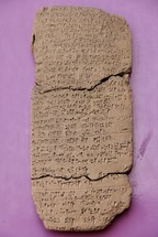 Ancient Cuneiform Writing on a Clay Tablet 