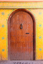 Ancient oriental wooden door.