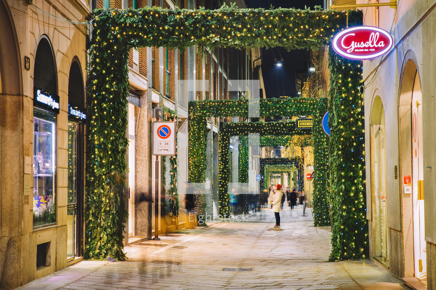 Christmas decorations in the street in Milan
