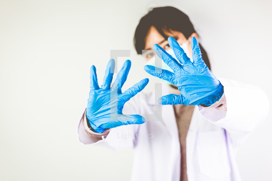 doctor wearing gloves 