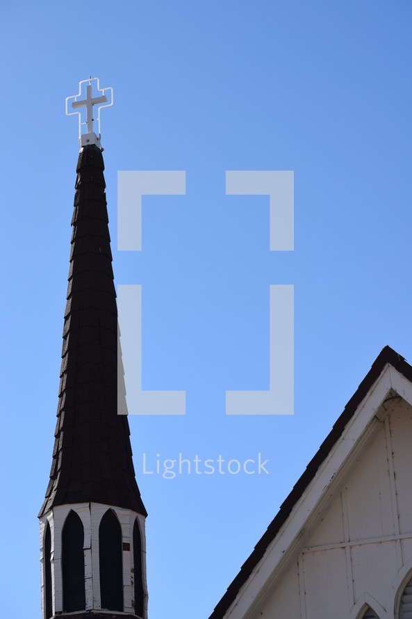 Historic "Candlelight Chapel" Las Vegas, Nevada - marriage chapel steeple with neon light cross 