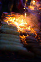 food cooking on a grill 