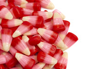 Red Pink and White Valentines Day Candy Corn Isolated on a White Background