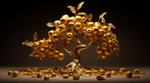 Gold tree with golden apples as fruit. 