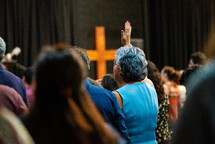 parishioners during a worship service 