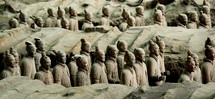 Ancient terra cotta statues of Chinese warriors.