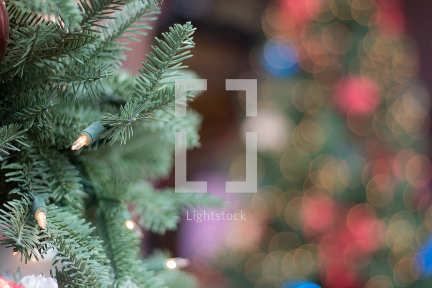 bokeh lights on a Christmas tree 