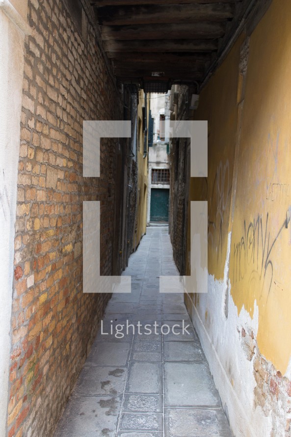 narrow covered alley 